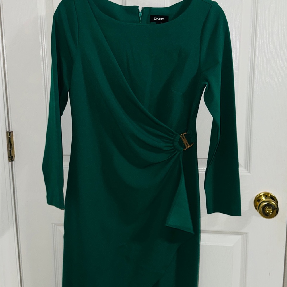 DKNY Chic Long Sleeve Teal Dress